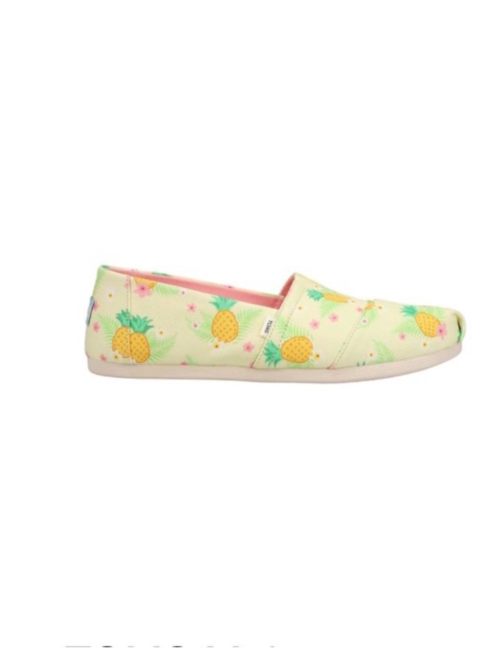 TOMS NWT Lemonade Pineapple Paradise Print Slip-On Canvas Shoe - Yellow